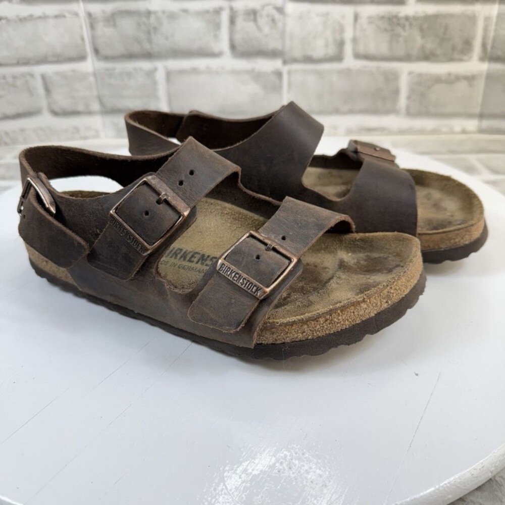 Birkenstock Milano Womens Size 5.5 Habana Oiled Brown Leather Back Strap Sandal